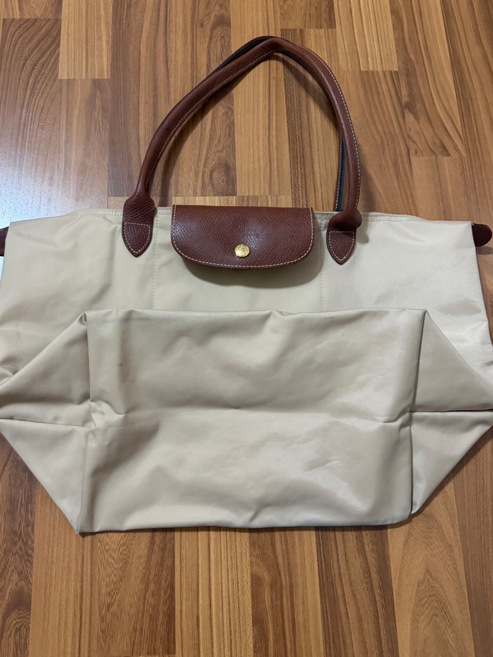 Longchamp Le Pliage Large Tote Beige with Brown - Picture 3 of 7